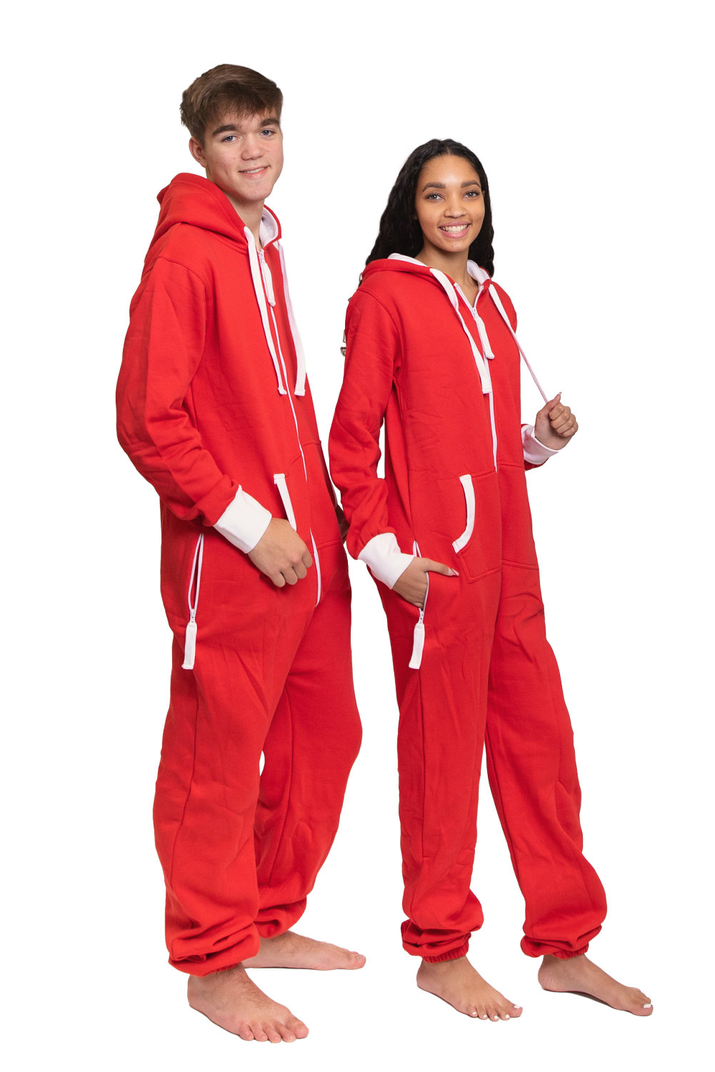 Red Hoodie Jumpsuit Unisex Sizes Xs 2xl For Men And Women Big Feet Onesies And Footed Pajamas 5509